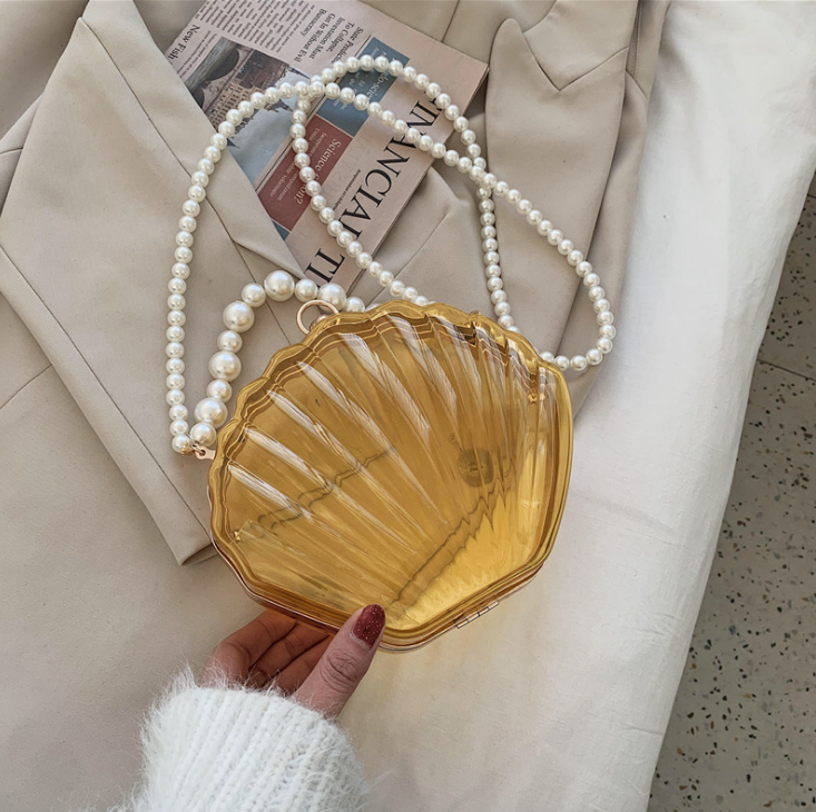 Bags Women's Bags New Trendy Transparent Shell Bag Box Bag Western Style Pearl Female Messenger Shoulder Retro Texture